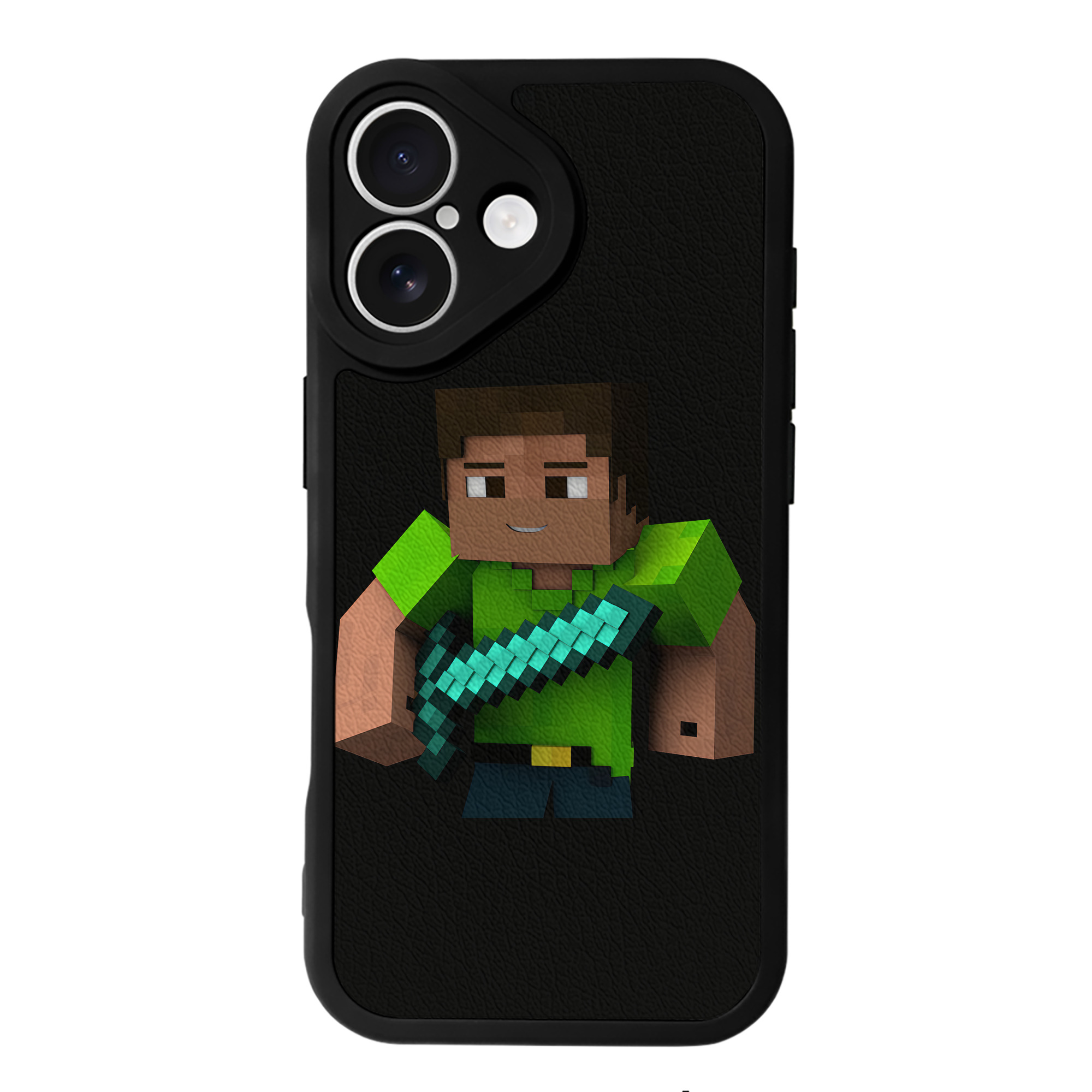 （画像用） マインクラフト ブロックの世界 Minecraft MC Block world 【iPhone 16シリーズ対応】シリコンスマホケース（レザー調） 材質：シリコン